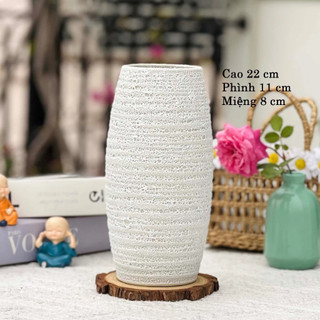 Bình Hoa Men Atlantis Bát Tràng, Lọ Hoa Đẹp Màu Trắng Ngà Decor Trang Trí Nhà Cửa