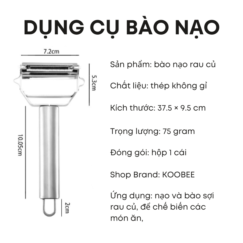 [LOẠI 1] Dụng Cụ Bào Sợi Đa Năng Inox Cao Cấp KOOBEE – Bào Rau Củ Nhanh, Sợi Đều, Sắc Bén (SC06)