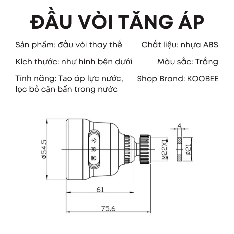 Đầu Vòi Rửa Tăng Áp Lực Nước 3 Kiểu Phun - Đầu Xoay Linh Hoạt Xoay 360 Độ (CSNC03)