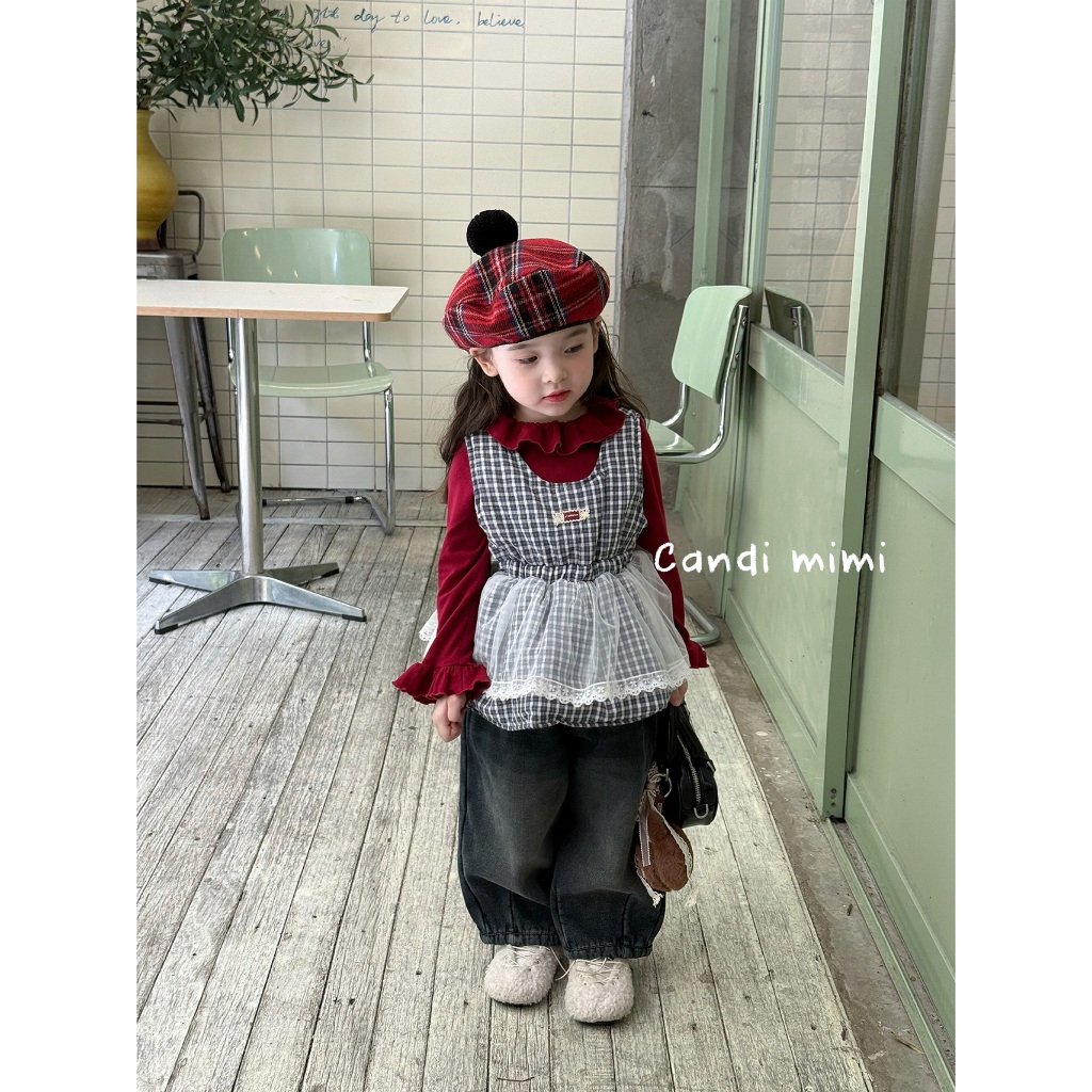 CANDI MIMI Áo Gile Kẻ Babydoll Dáng Xoè NW5754