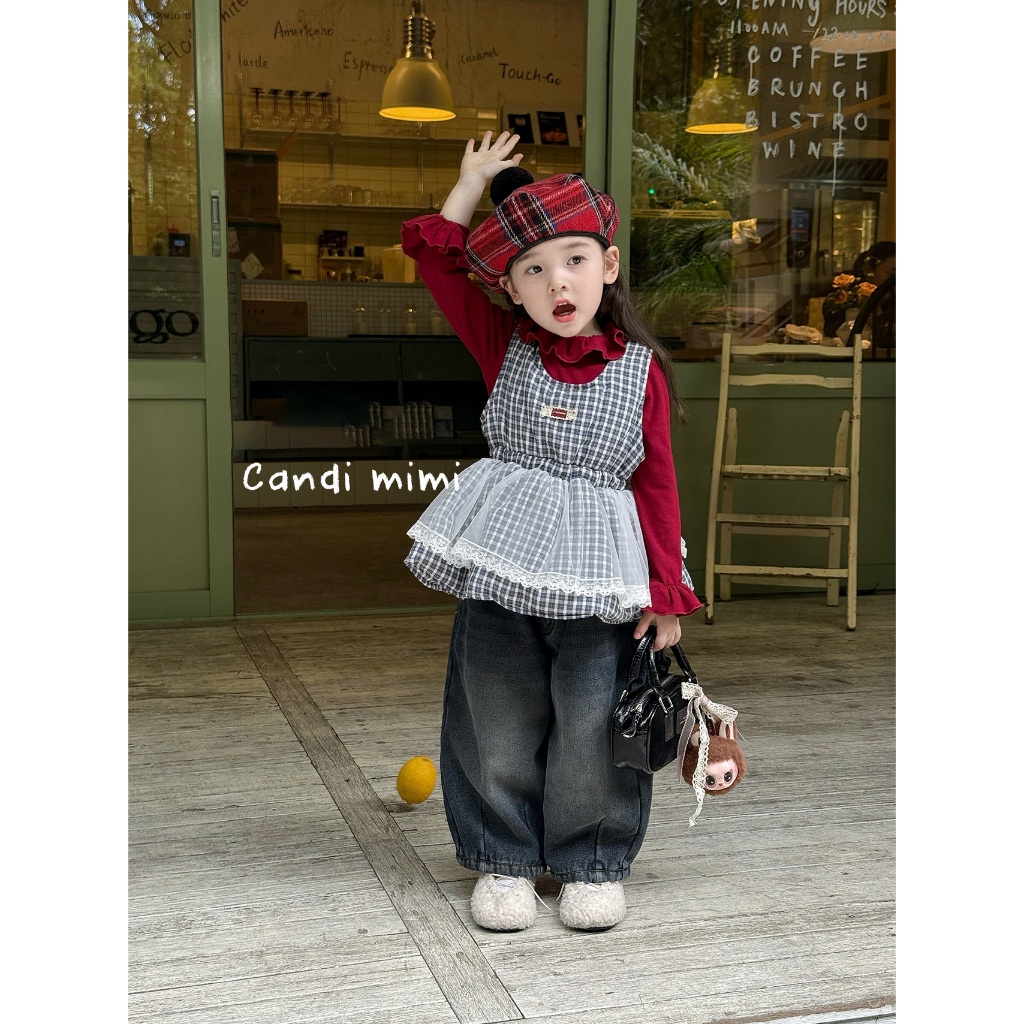 CANDI MIMI Áo Gile Kẻ Babydoll Dáng Xoè NW5754