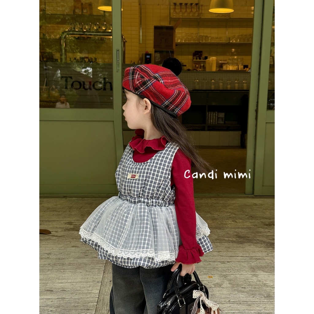 CANDI MIMI Áo Gile Kẻ Babydoll Dáng Xoè NW5754