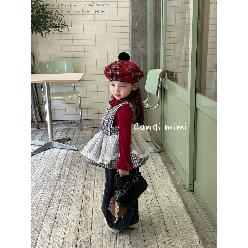 CANDI MIMI Áo Gile Kẻ Babydoll Dáng Xoè NW5754