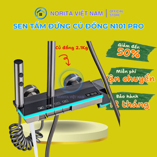 Cây sen tắm đứng nóng lạnh Norita N101 pro cao cấp Full viền led hiển thị nhiệt độ thời gian, củ đồng chất lượng 2.1Kg