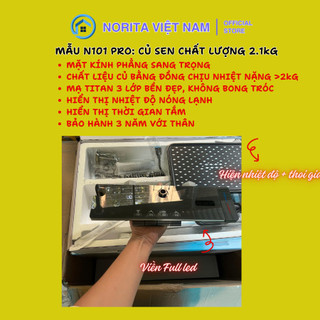 Cây sen tắm đứng nóng lạnh Norita N101 pro cao cấp Full viền led hiển thị nhiệt độ thời gian, củ đồng chất lượng 2.1Kg