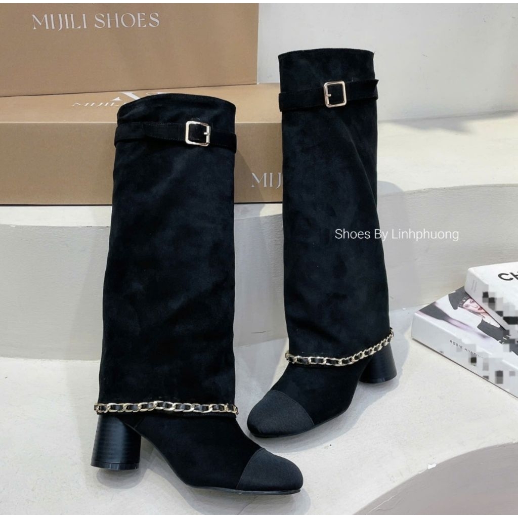 [‼️GIÁ XẢ BỎ MẪU ] Boot DA LỘN khóa viền xích chuẩn brand MIJILI hàng cao cấp fullbox