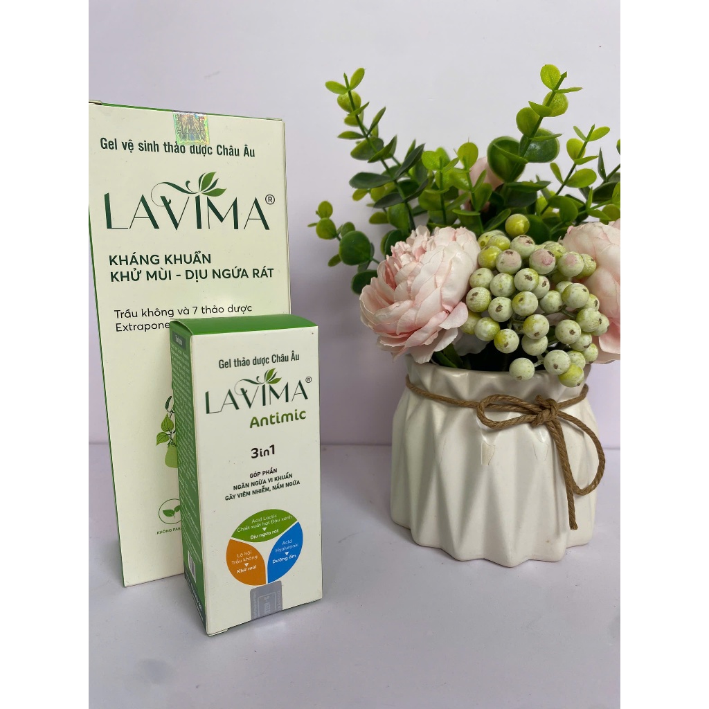 Combo sản phẩm LAVIMA 110g ( mẫu mới), Dung dịch vệ sinh Lavima 88g, Gel Phụ Khoa Nữ Lavima Antimic