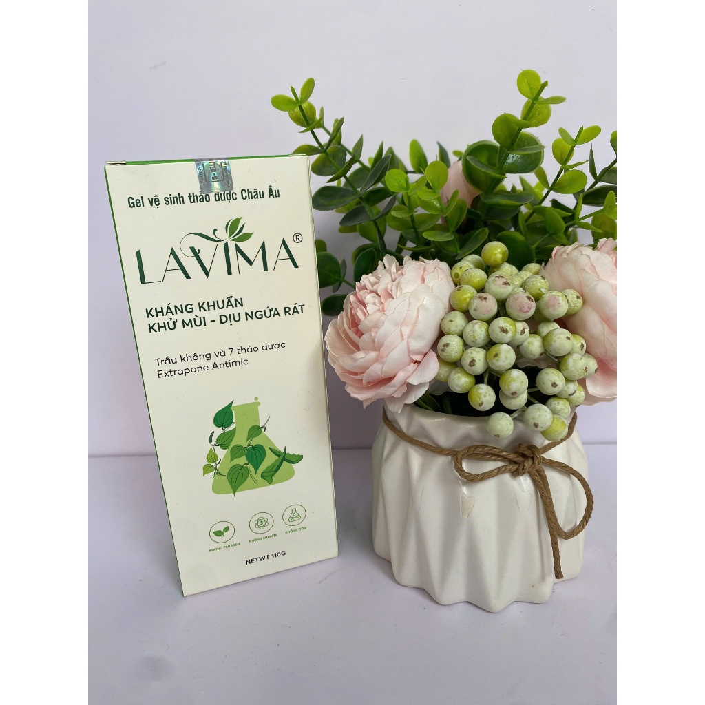 Combo LAVIMA 110g ( Mẫu Mới ) Dung Dịch Vệ Sinh Thảo Dược Châu Âu, Khăn ướt vùng kín Lavima
