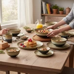Bộ Bát Đĩa Gốm Sứ 14 Món Men Hỏa Biến Hàng Thủ Công Cho Gia Đình, Bộ Chén Bát Cao Cấp - Gốm Sứ Bát Tràng — ảnh 6