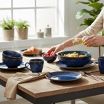 Bộ Bát Đĩa Gốm Sứ 14 Món Men Hỏa Biến Hàng Thủ Công Cho Gia Đình, Bộ Chén Bát Cao Cấp - Gốm Sứ Bát Tràng — ảnh 5