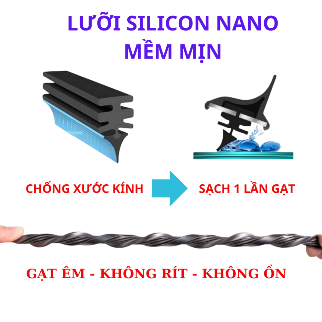 Gạt Mưa Ô Tô ISUZU MUX ,DMAX, HILANDER, TROOPER.....Lưỡi Silicon NANO Gạt Sạch Êm 3K