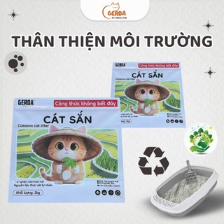 Gerda Cát Sắn Tự Nhiên Cho Mèo Túi 2kg Khả Năng Vón Cục Siêu Tốt Không Bết Đáy Thơm Dịu An Toàn Cho Mèo Con Và Mèo Trưởn
