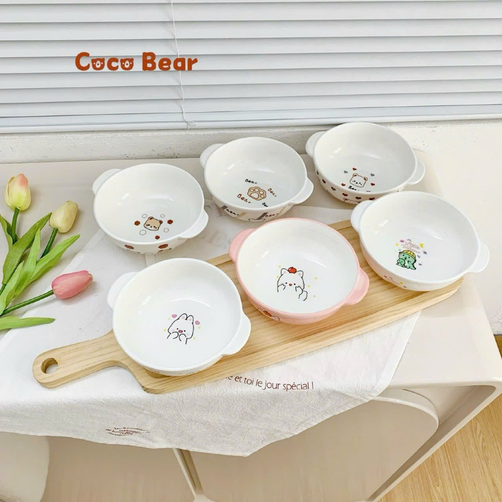 Hũ sứ, bát sứ hoạ tiết ăn dặm cho bé Cocobear, Misan, Mumbebe
