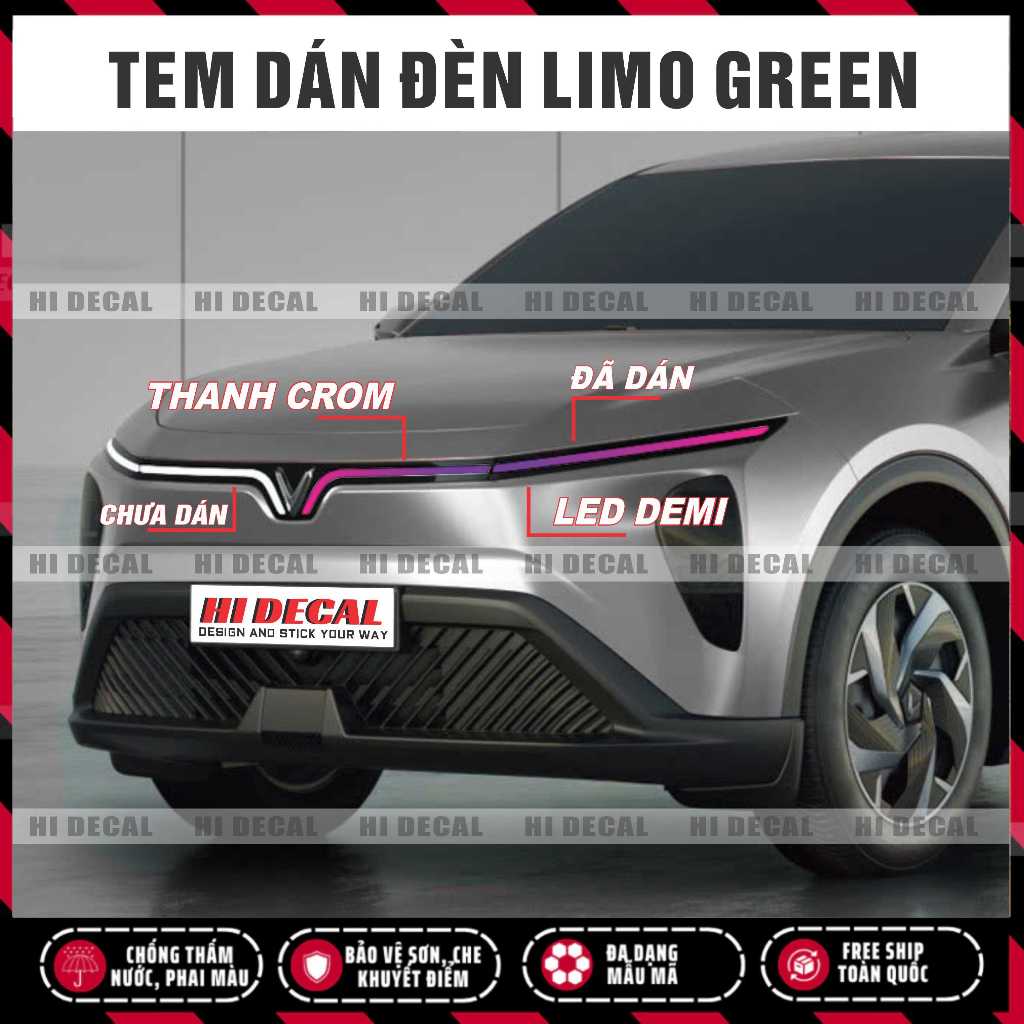 Tem dán đèn Limo Green - decal  dán bảo vệ và đổi màu đèn Limo Green và thanh crom Hi Decal