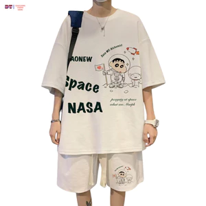 Bộ quần áo nam space, thể thao mặc nhà tập gym chất thun mè co giãn thấm hút size 35-80kg K1