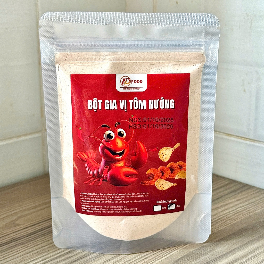 100g Bột gia vị tôm nướng ADFOOD – thích hợp cho món chiên, tẩm bột snack và ướp đồ nướng
