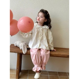 [B&G] Sét bộ Áo trắng cổ bèo phối quần hồng phấn siêu xinh – nhẹ nhàng cho bé gái từ 10-45kg