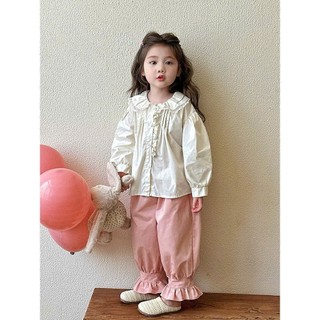 [B&G] Sét bộ Áo trắng cổ bèo phối quần hồng phấn siêu xinh – nhẹ nhàng cho bé gái từ 10-45kg