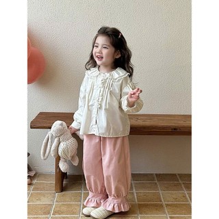[B&G] Sét bộ Áo trắng cổ bèo phối quần hồng phấn siêu xinh – nhẹ nhàng cho bé gái từ 10-45kg