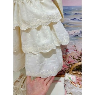 [B&G] Đầm váy Thiết kế tay dài phối váy tầng bồng nhẹ, điểm nhấn nơ ren ngọt ngào đi chơi, dự tiệc