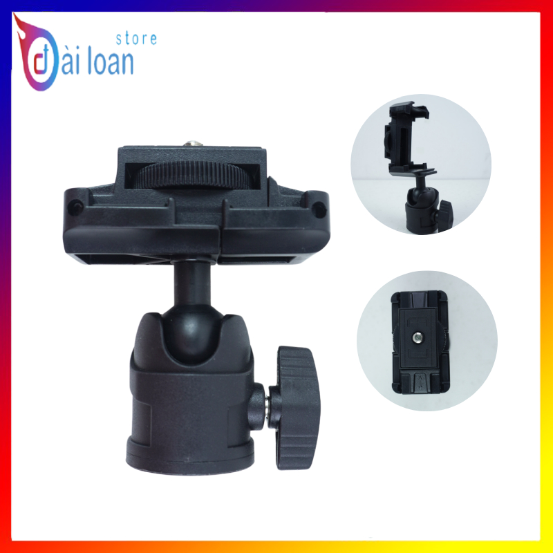 Đầu Bi Cầu 360° Tích Hợp Kẹp Lò Xo – Phụ Kiện 2in1 Gắn Kẹp Điện Thoại Cho Tripod, Gậy Chụp Ảnh
