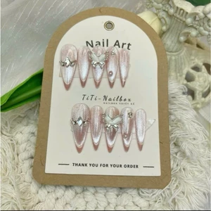 Nailbox thiết kế mắt mèo kim cương 10 móng úp phom nhọn siêu xinh mới nhất ( tặng kèm keo,dũa,cồn) NAILBOX_THIẾT KẾ