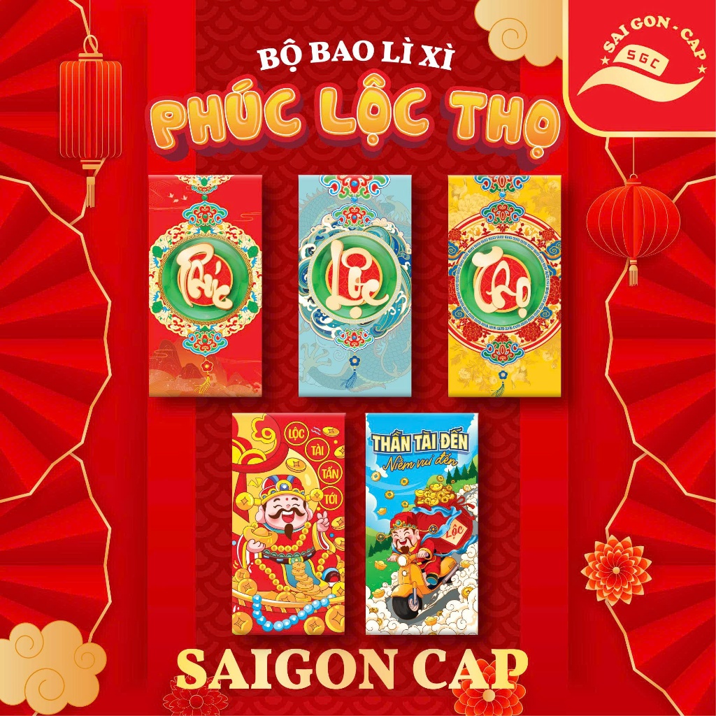 Bộ 100 Bao Lì Xì Tết 2026 Xuân Bính Ngọ Phúc Lộc Thọ