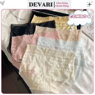 COMBO 6 Quần lót nữ ren lưới cao cấp thoáng mát viền mỏng nhẹ tôn dáng gợi cảm sexy DEVARI L5505