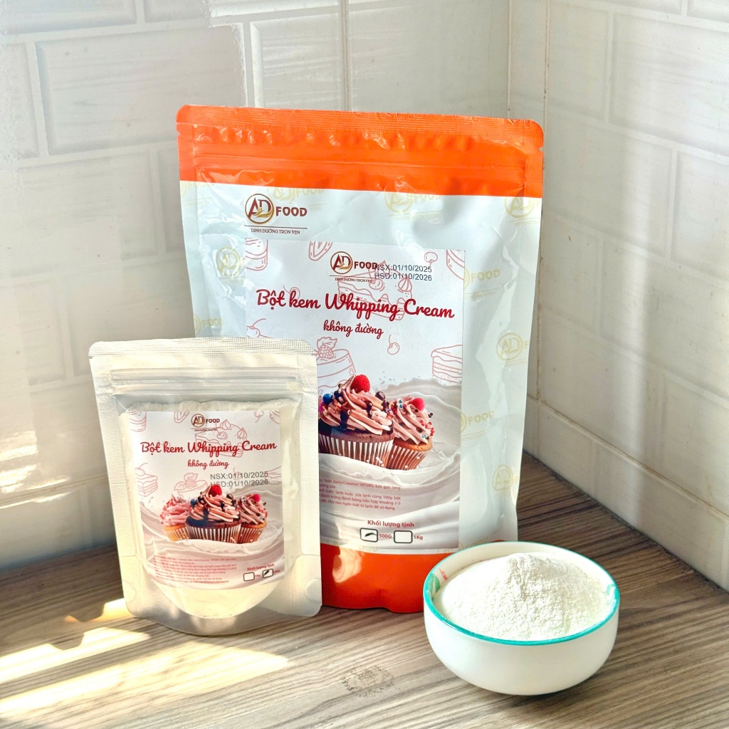 100g Bột whipping cream không đường ADFOOD – dùng kèm với trái cây, làm bánh và trang trí món ăn