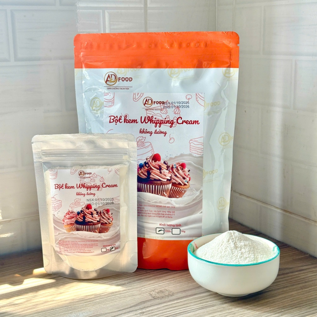100g Bột whipping cream không đường ADFOOD – dùng kèm với trái cây, làm bánh và trang trí món ăn