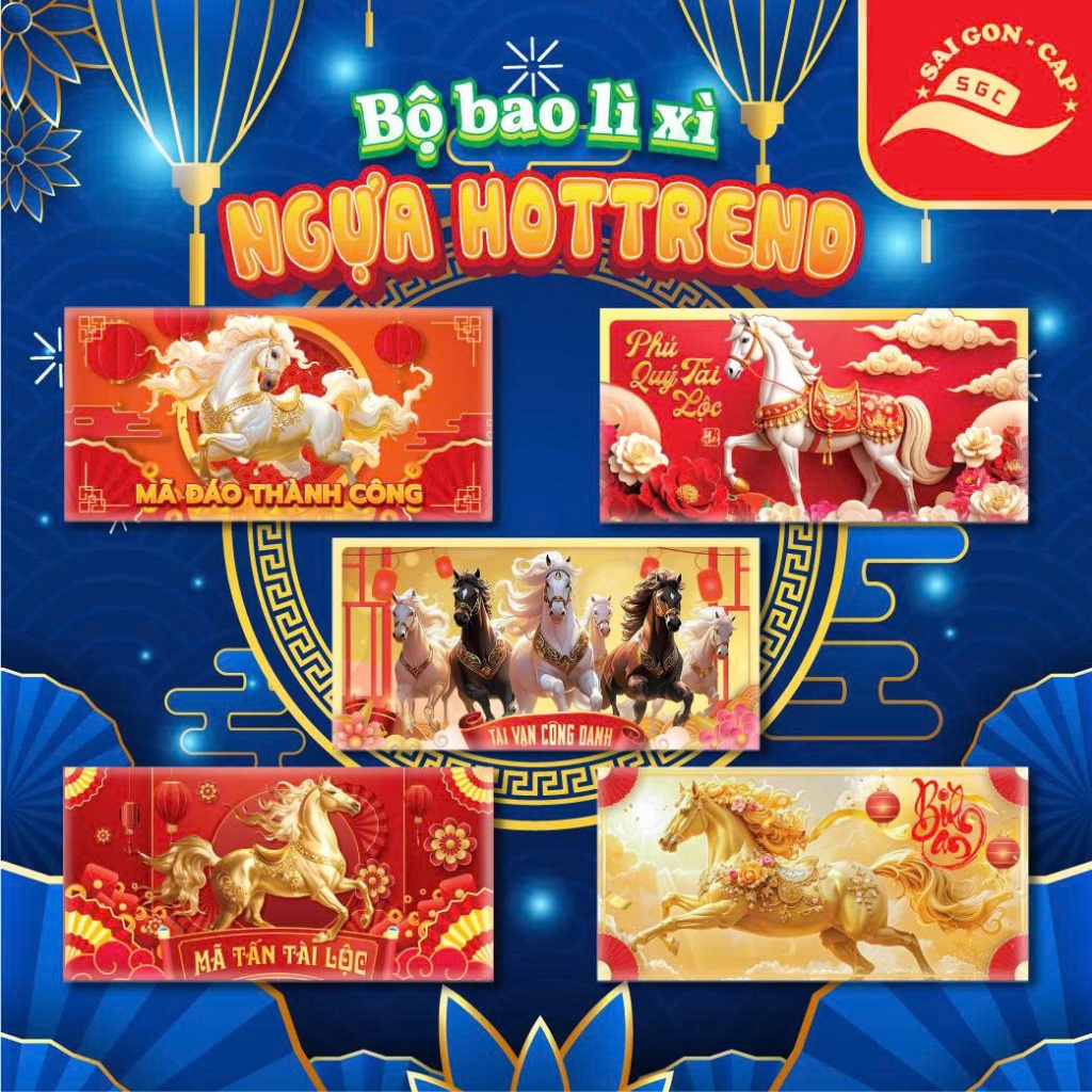 Bộ 100 Bao Lì Xì Tết 2026 Xuân Bính Ngọ Phúc Lộc Thọ