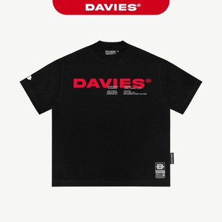 Áo thun in chữ mặt trước DAVIES form rộng phong cách hiphop thun cotton thoáng mát màu đen Invasion Tee I D38-T1-D