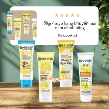 (COMBO 2) Sữa rửa mặt Garnier vitaminC tuýp 50 Gr Hàng KM - Sữa rửa Garnier giảm mụn kiềm dầu 50gr