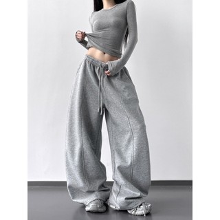 Quần Nỉ 2Da Kẻ Gân Nữ CẠP CHUN Dây Rút Suông Ống Rộng Quần Nỉ Unisex BIGSIZE From Rộng Tôn Dáng BEU