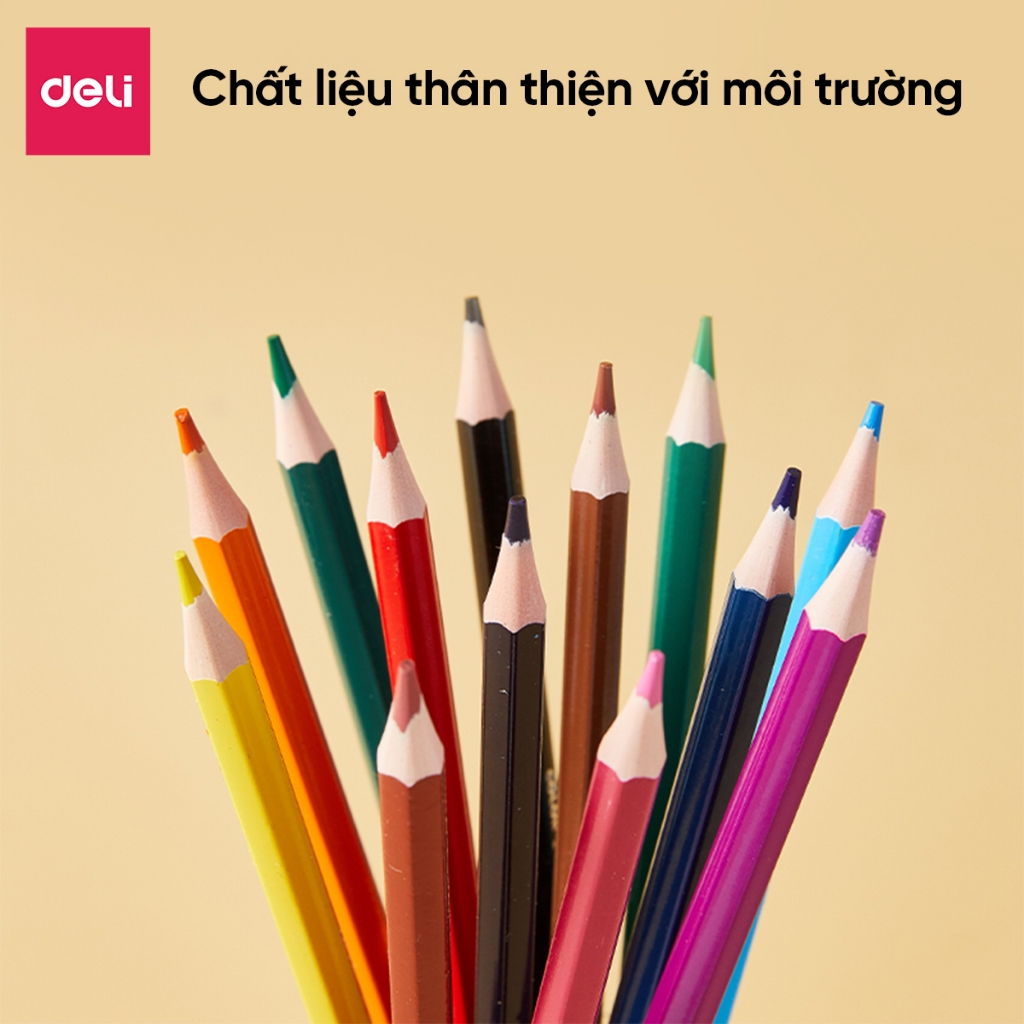 Bút Chì Màu Xóa Được 12/18/24/36 Màu Deli Màu Sắc Tươi Sáng Sống Động Chất Liệu Cao Cấp An Toàn Cho Bé Thỏa Sức Sáng Tạo