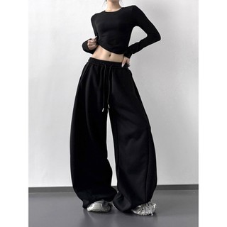 Quần Nỉ 2Da Kẻ Gân Nữ CẠP CHUN Dây Rút Suông Ống Rộng Quần Nỉ Unisex BIGSIZE From Rộng Tôn Dáng BEU