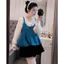 Set áo sơ mi voan tơ tay bèo mix ÁO LEN 2 DÂY dáng babydoll màu vintage siêu xinh