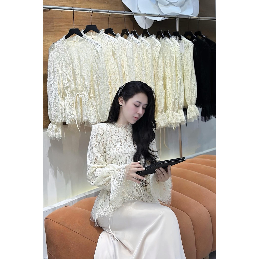 Áo ren phối lưới bánh bèo tiểu thư xinh xỉu