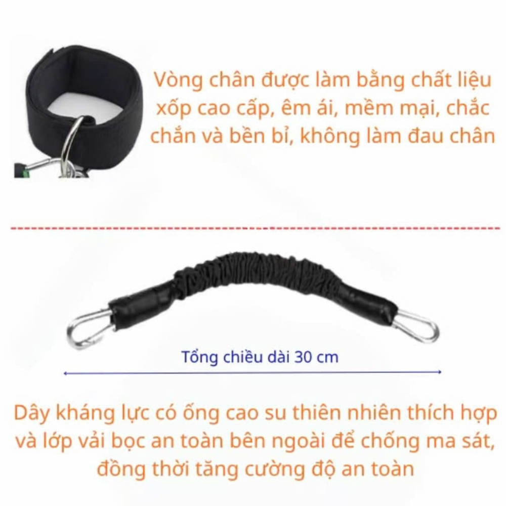 Dụng cụ tập chân  – Dây kháng lực phục hồi chấn thương, tập cơ mông đùi
