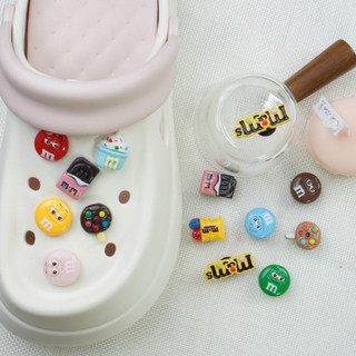 Set 14 Sticker Charm 3D chủ đề kẹo Socola nhựa cứng DIY gắn Dép Sục Cá Sấu Mita JB-57