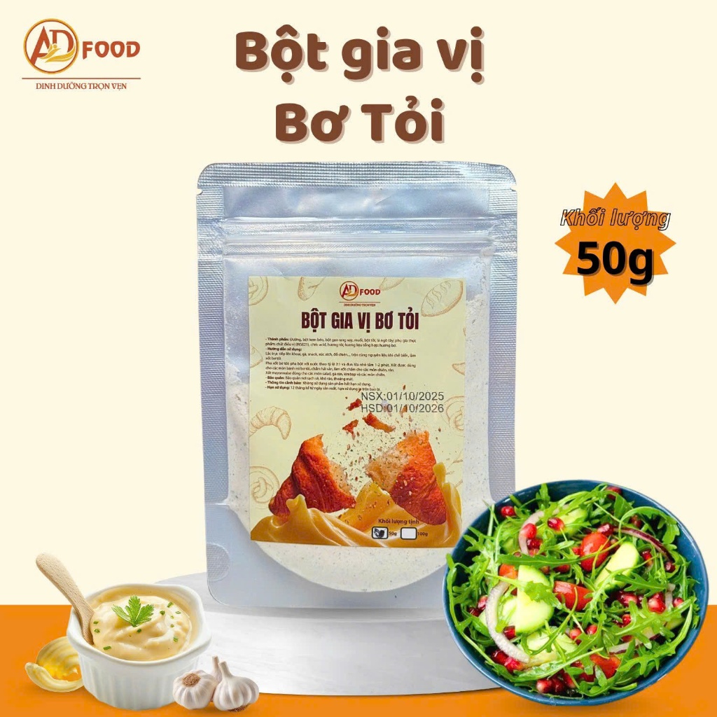 50g Bột gia vị bơ tỏi ADFOOD – dùng làm gia vị cho các món chiên và nước sốt