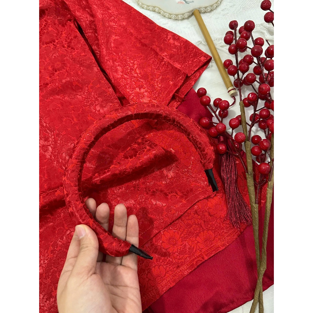 [Tặng bờm] Áo dài đỏ bé gái hoạ tiết hoa chìm siêu xinh bé gái, áo dài diện tết, đám cưới cho bé gái