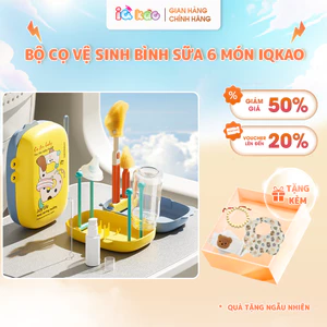 Bộ Cọ Vệ Sinh Bình Sữa Di Động IQKAO 6 Chi Tiết Có Giá Úp Bình Lọ Đựng NRB Tiện Lợi Nhỏ Gọn Dễ Mang Đi