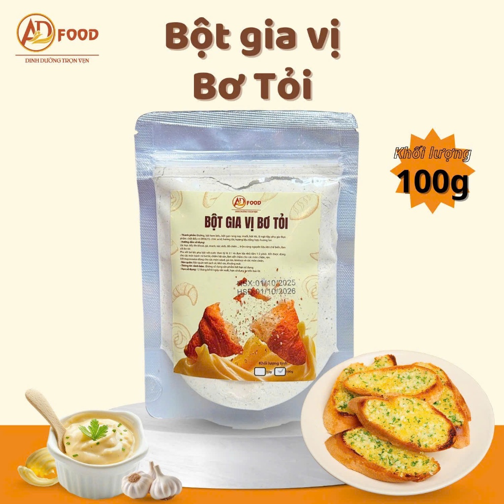 100g Bột gia vị bơ tỏi ADFOOD – dùng làm sốt chấm cho các món chiên và trang trí món ăn
