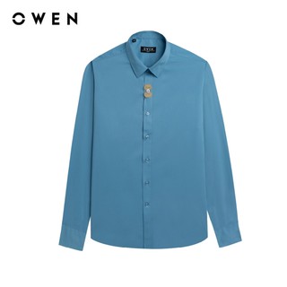 Owen - Áo sơ mi dài tay Slim Fit AS240592D màu Xanh chất liệu Spandex