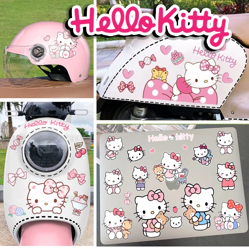 HelloKitty Mèo Con Dán Trang Trí Xe Đạp Điện Xe Máy Dán Cửa Xe Ô Tô Cửa Sổ Kính Che Trầy Xước Sửa Đổi Miếng