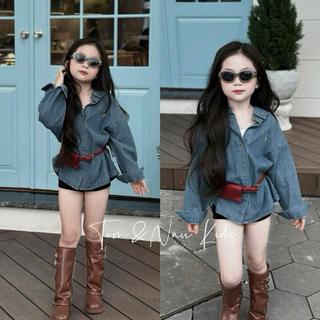 A901-[tomnaukid] Áo sơ Mi Jean Thêu cho Mẹ và Bé size từ 9-65Kg