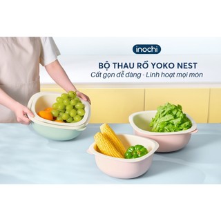 Combo 2 bộ thau rổ Yoko Nest Inochi - thiết kế trang nhã, thoát nước thông minh, dễ vệ sinh và sử dụng tiện lợi