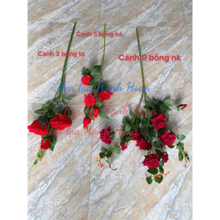 Cành Hoa hồng nhung cao cấp 1m - Hoa giả, hoa vải lụa