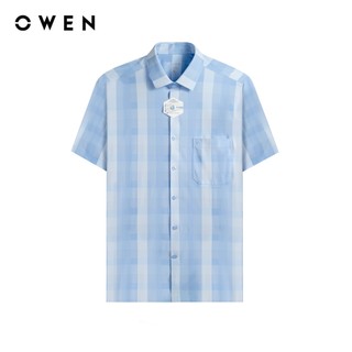Owen - Áo sơ mi ngắn tay Body Fit AB250044NT màu Xanh chất liệu Knit